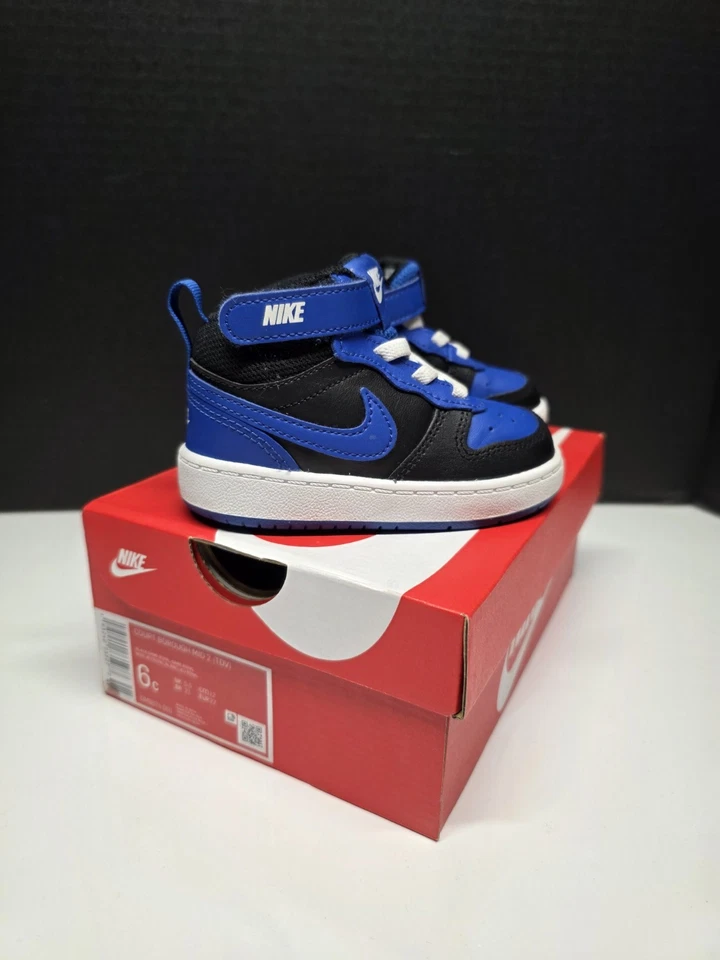 Nike Court Borough Mid 2 (TDV) Juego Azul Real/Negro DM8874-001 Talla 6C Foto 3 de 4
