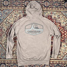 Y2K Quicksilver Hoodie Pullover Size Medium Grey Surf Skate