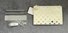 Kate Spade New York GOLD DOTS Pencil Case Pouch Cosmetics Travel Designer