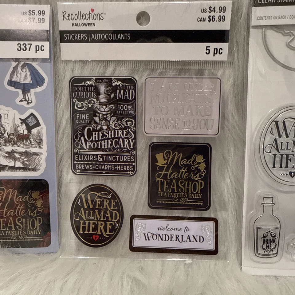 Recollections Alice In Wonderland Sticker Book, Sticker Sheet & Clear Stamps - Image 3 of 4