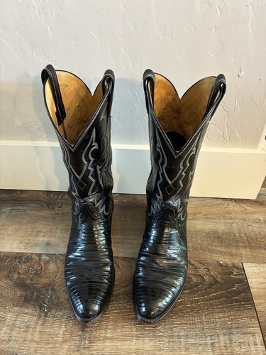 Vintage Tony Lama Genuine Lizard Skin Western Mens Boots Size 8.5 Regular