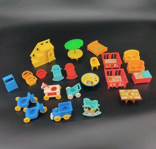 Fisher Price Little People Furniture Lot Vintage 70’s 23Pcs
