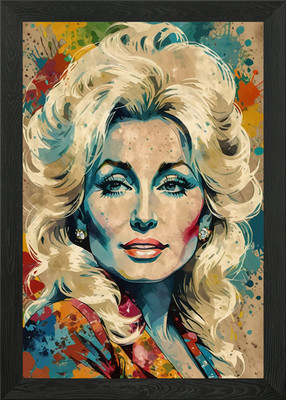 Dolly Parton Aquarell Portrait gerahmt Wandbild Poster Leinwanddruck Bild