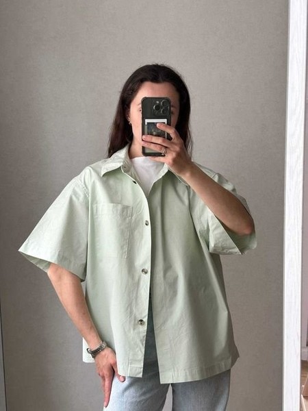 Women Reiss Shirt Green Cotton 40