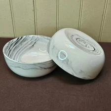 2 Artisanal Kitchen Supply COUPE Grey & White Marble Swirl 6” Cereal Bowls