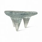 Vintage MCM Blenko Clear Glass Icicles 3 Taper Candle Holder by Don Shepherd