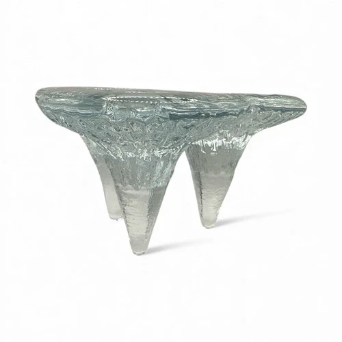 Vintage MCM Blenko Clear Glass Icicles 3 Taper Candle Holder by Don Shepherd