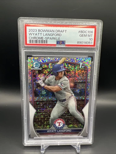 2023 Bowman Chrome Draft Wyatt Langford Sparkle PSA 10 Rangers RC 1st