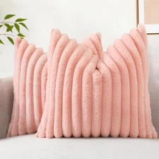 Decoruhome Faux Fur Christmas Throw Pillow Covers 18X18 Set of 2, Decorative Sof