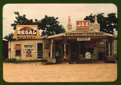 Photo:Melrose LA Frenchies Bar Beer Garden Gas Station 1940 Juke Joint