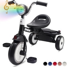 Foldable Toddler Tricycle 3 Wheel Pedal Bike Music Lights Storage 1-4Y
