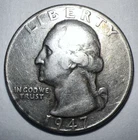 1947 P 90% Silver Washington Quarter Philadelphia