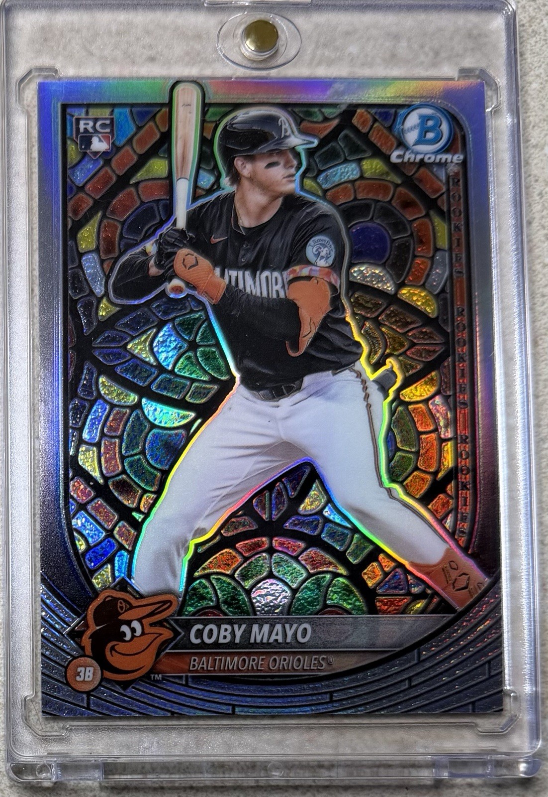 2025 Bowman Chrome Coby Mayo Etched in Glass Variation SSP Rookie Orioles RC Gem