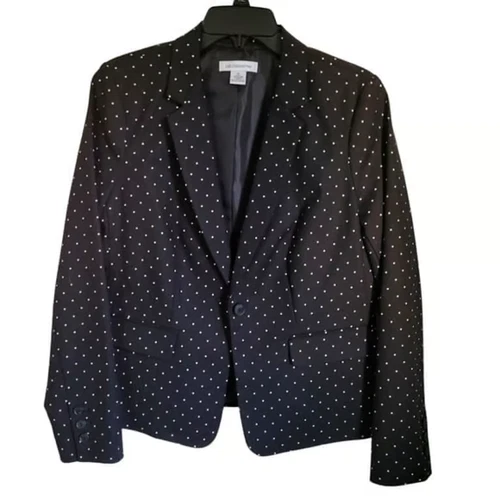 LIZ CLAIRBORNE Black & White Polka Dot Blazer, Size M, Long Sleeve NWT