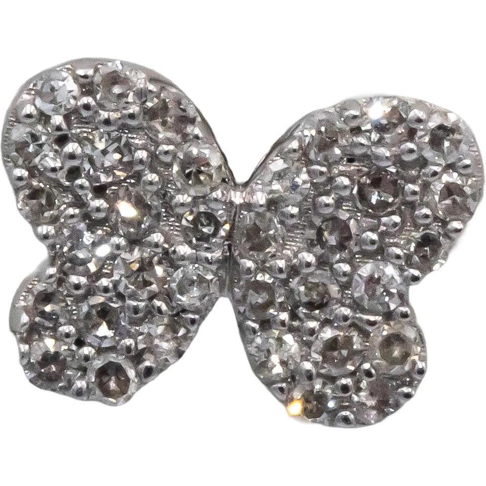10k White Gold Round Diamond Cluster Butterfly Stud Earrings 0.20CT - Image 2 of 4