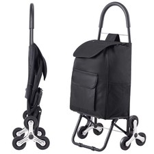 36L Folding Shopping Cart 110lbs Grocery Trolley Stair Climbing
