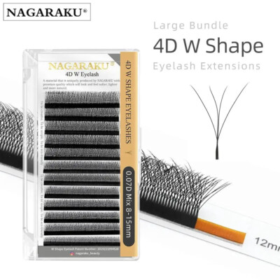 NAGARAKU 4D W Shape Hand Waved Premade Fans Wimpernverlängerung Full Lash Natural