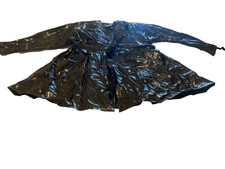 Vintage Ken Sporn Wippette Belted Rain Coat Women’s S Glossy Black Vinyl -n.o.s