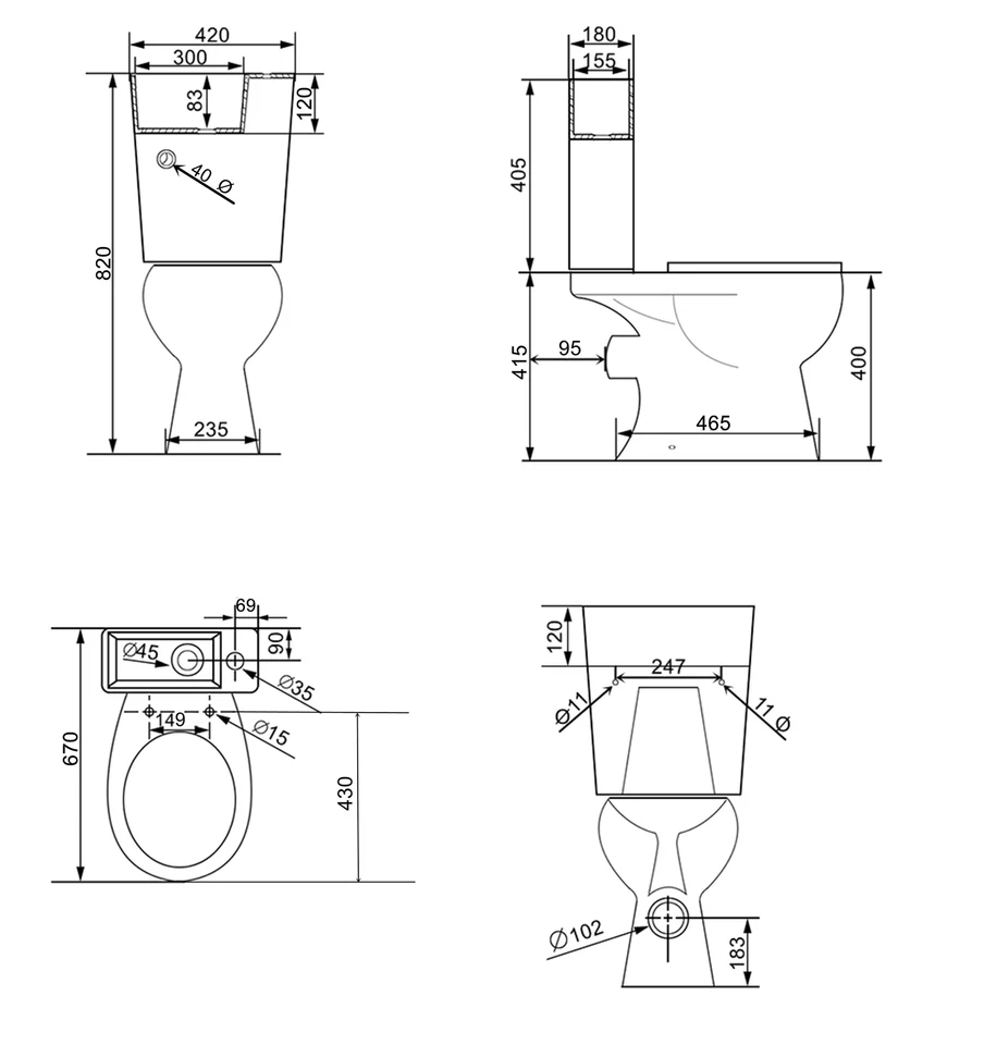 Essentials 2-in-1 Close Coupled Toilet With Sink On Top - Tap & Waste Incl - Image 4 of 4