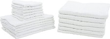 Set Asciugamani 6 Tris Hotel Alberghiero Bianco Hotelleria Spugna 100% Cotone