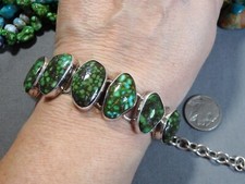 NAVAJO Rio Jaque Superior SONORAN GOLD TURQUOISE Sterling Silver 7.5" BRACELET