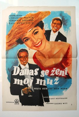 MY HUSBAND'S GETTING MARRIED 1956 PULVER HEESTERS RARE EXYU MOVIE POSTER 