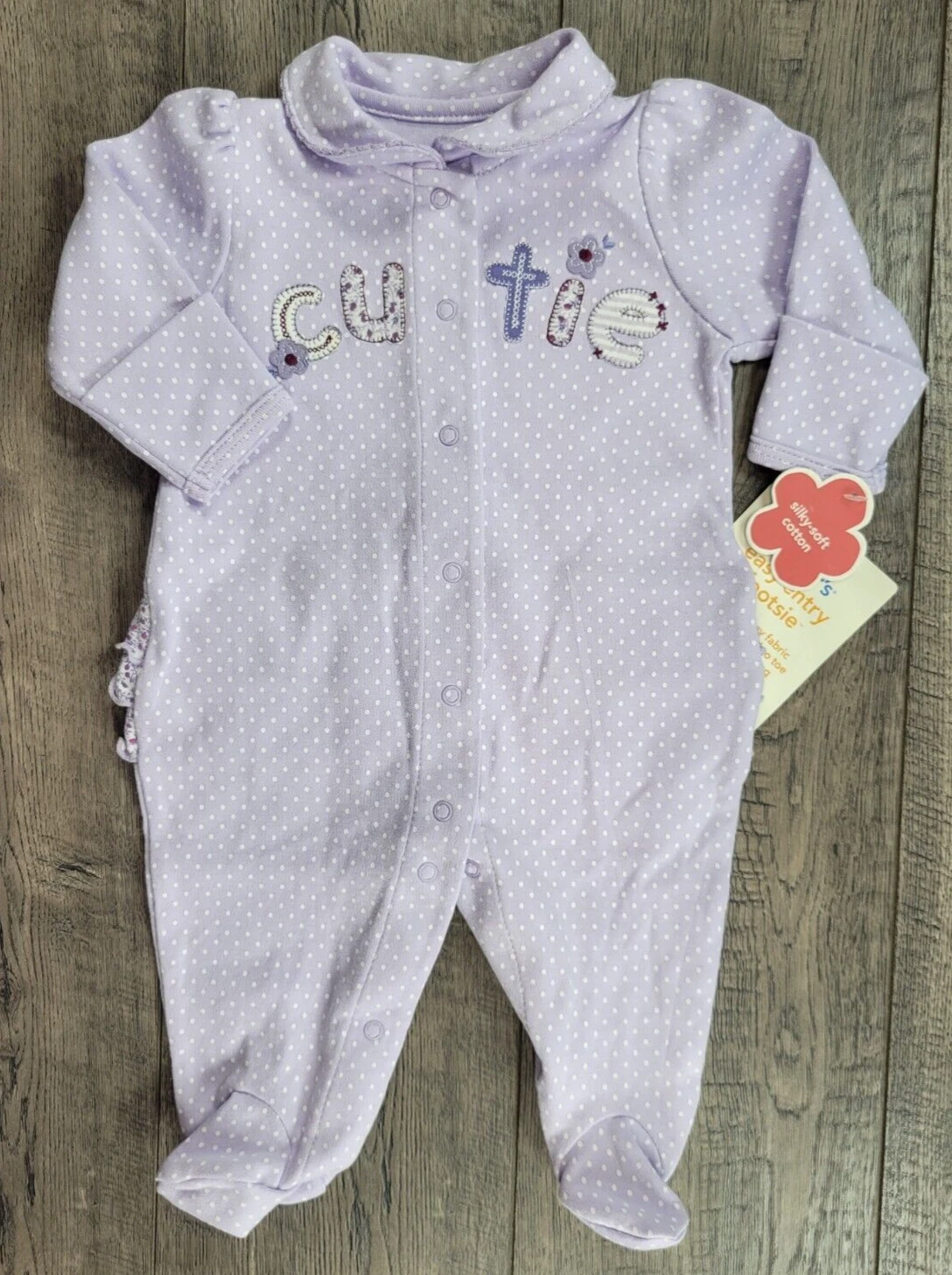 Baby Girl Clothes New Vintage Carter's Newborn Purple Cutie Footed Outfit