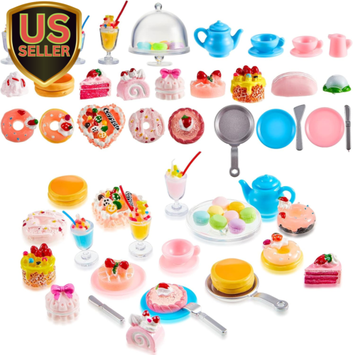 48 Pieces Miniature Food Drinks Bottle Toys Mixed Pretend Food for Dollhouse Kit