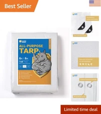 All-Purpose 6x6 Medium Duty White Tarp - 7mil Durable Polyethylene Cover