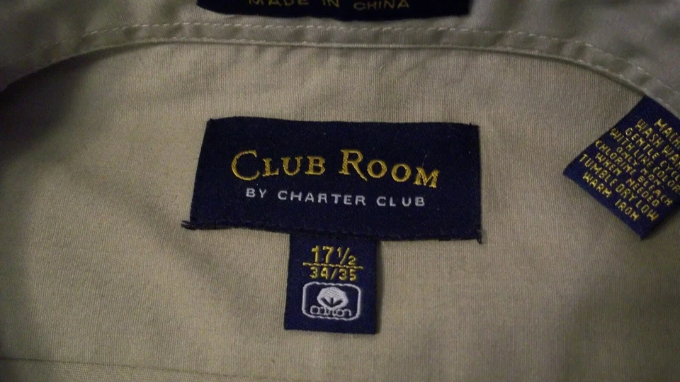 CHARTER CLUB ROOM MACY'S L/S TAN MEN'S SHIRT SZ 17 1/2 NEW - Image 3 of 4