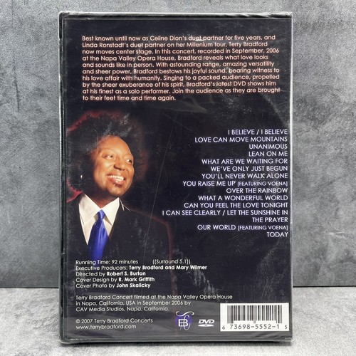 Terry Bradford In Concert: In The Napa Valley (DVD, 2007) Music NEW SEALED - Picture 2 of 7
