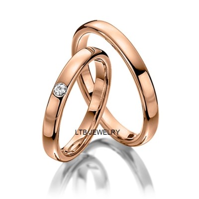 10K SOLID ROSE GOLD DIAMOND WEDDING BANDS,HIS HERS MATCHING