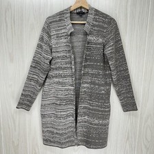 H By Halston Cardigan Coatigan Womens Large Gray Open Front Heavyweight Pockets