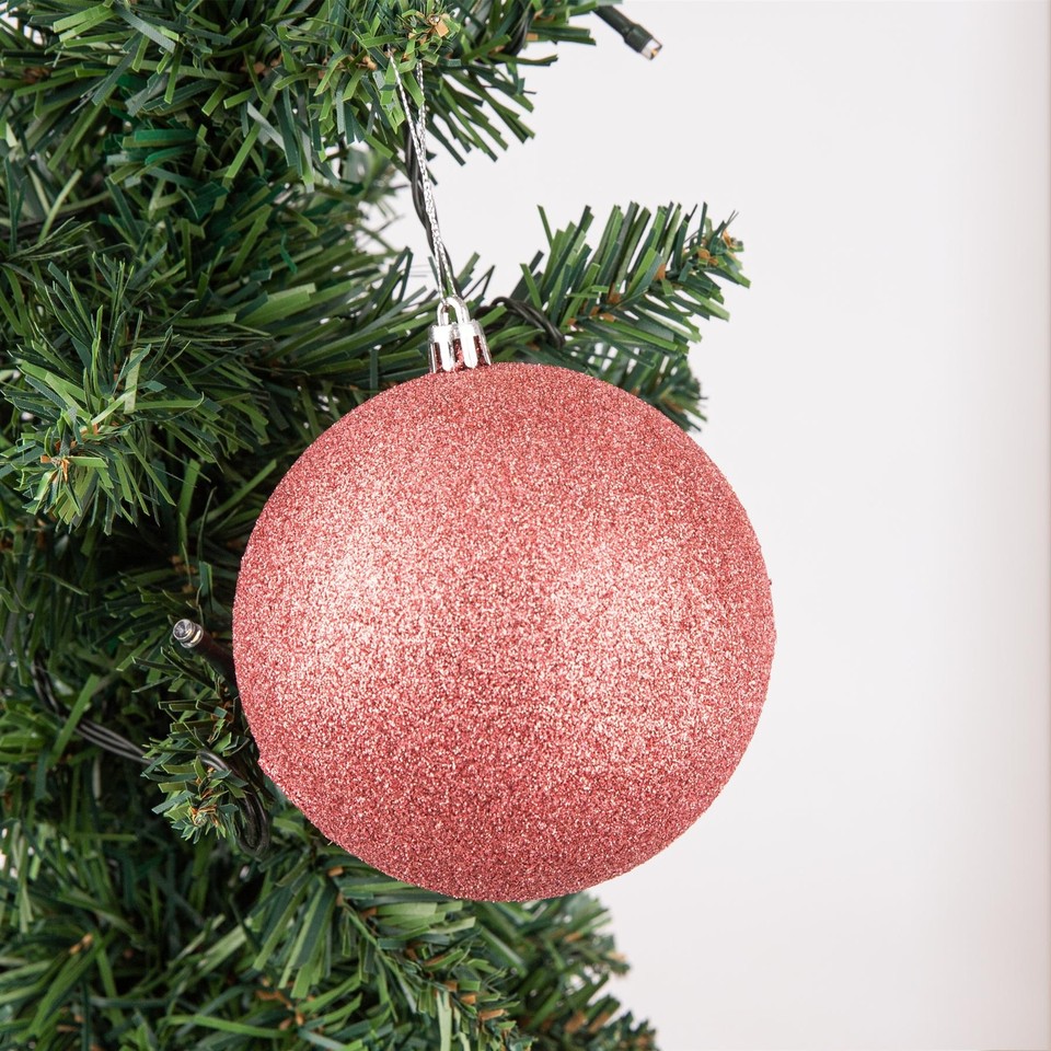 3PCs Christmas Baubles Tree Ornament Rose Gold Balls Xmas Hanging