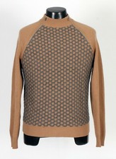 HERM S Hermes 100 Cashmere Double Zipper Crewneck Sweater - Brown / Gray S