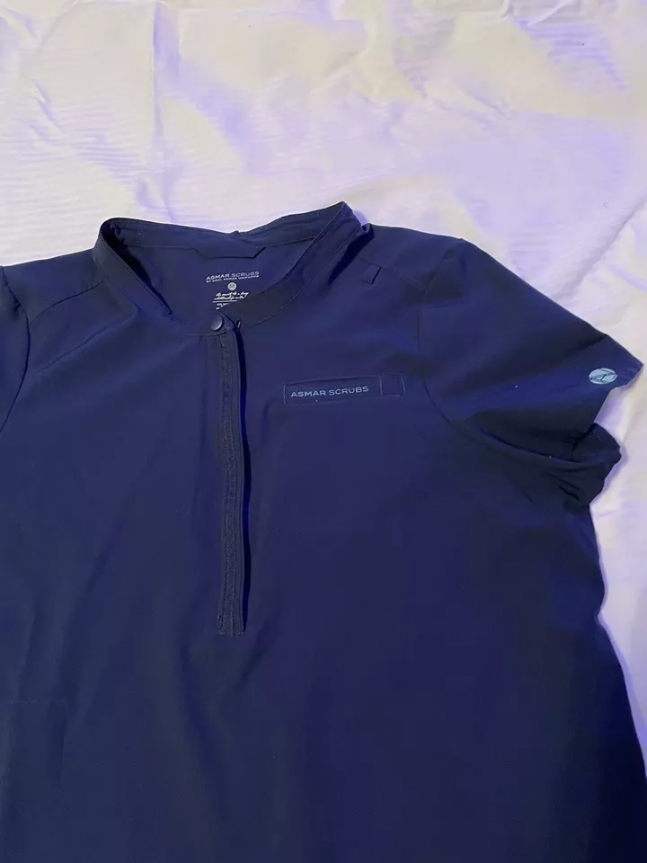 Women's ASMAR Scrub Set Shirt and Pants, Dark Navy Color Size Medium Used - Image 3 of 4