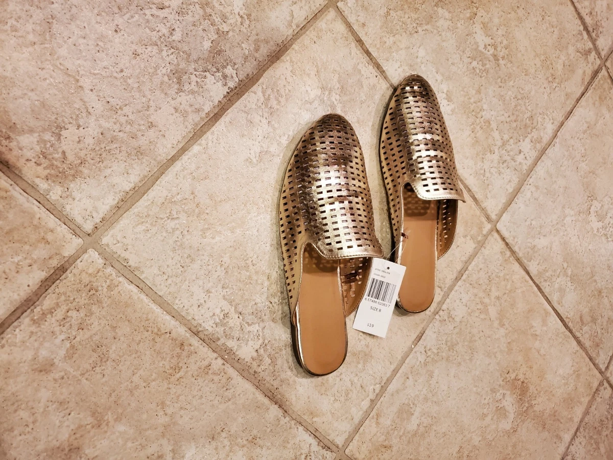 New Ladies Gold Slip On Shoes Size 8 eBay