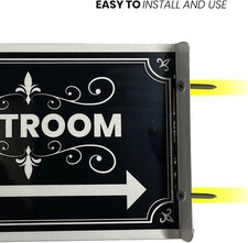 DOUBLE SIDED ALUMINUM RESTROOM SIGNS 2 PACK METAL BATHROOM SIGNS FOR OFFICE