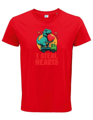 I Steal Hearts Dinosaur T-Shirt - Fun Valentine's Day Design for Boys, Girls - Picture 11 of 13