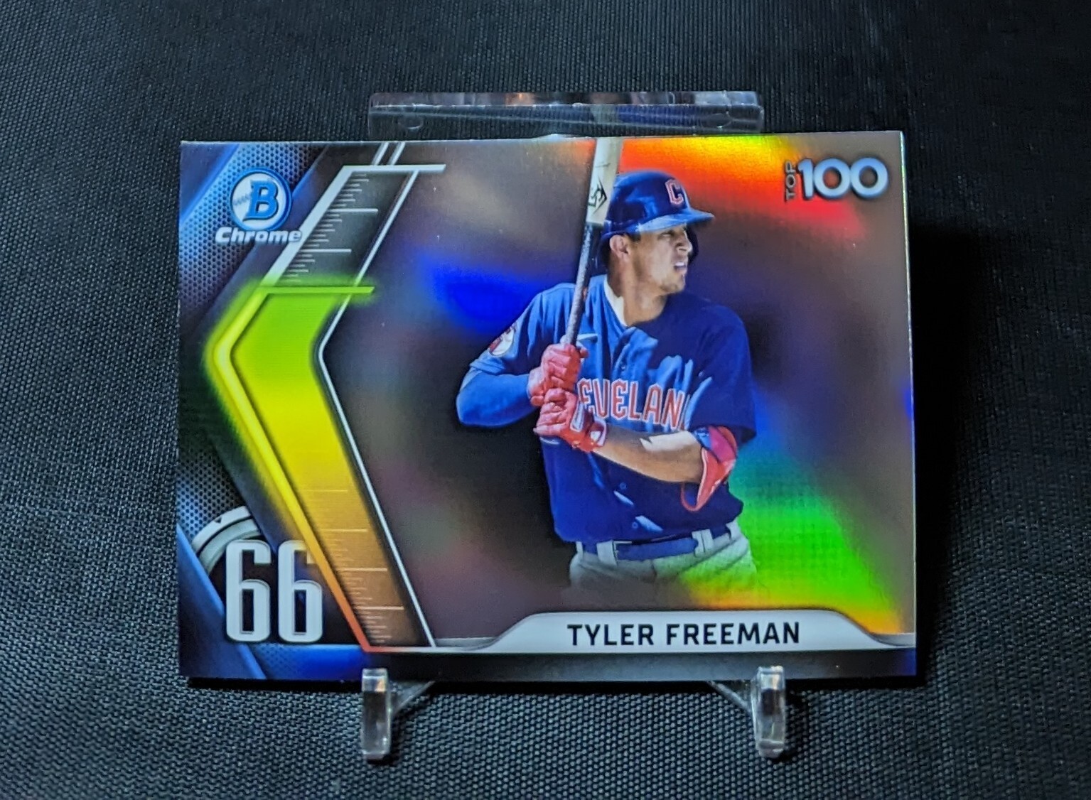 Tyler Freeman Top 100 #66 Prospect Rookie Card 2022 Bowman Chrome Refractor