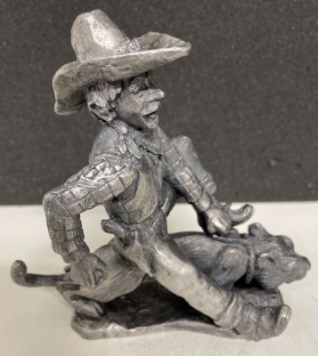 Michael Ricker Pewter Cowboy Riding Mountain Lion 730/2000 | eBay