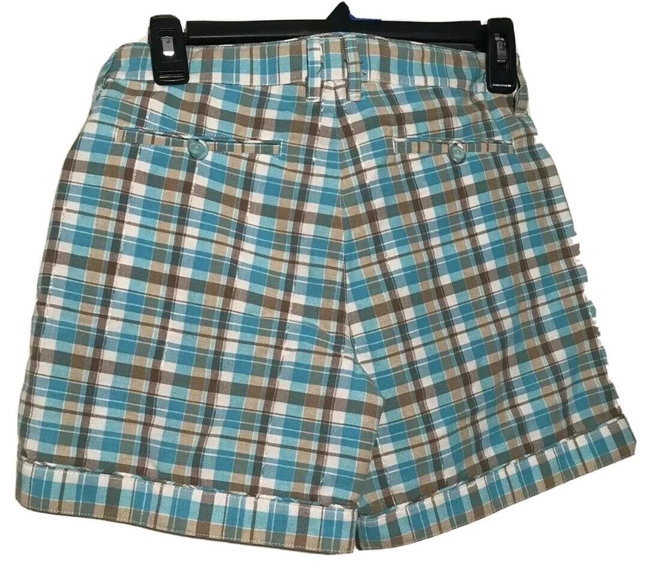 Pantalones Cortos a Cuadros Calvin Klein Jeans Niña Algodón Aqua y Marrón Talla 14 Nuevos con Etiquetas Foto 2 de 3