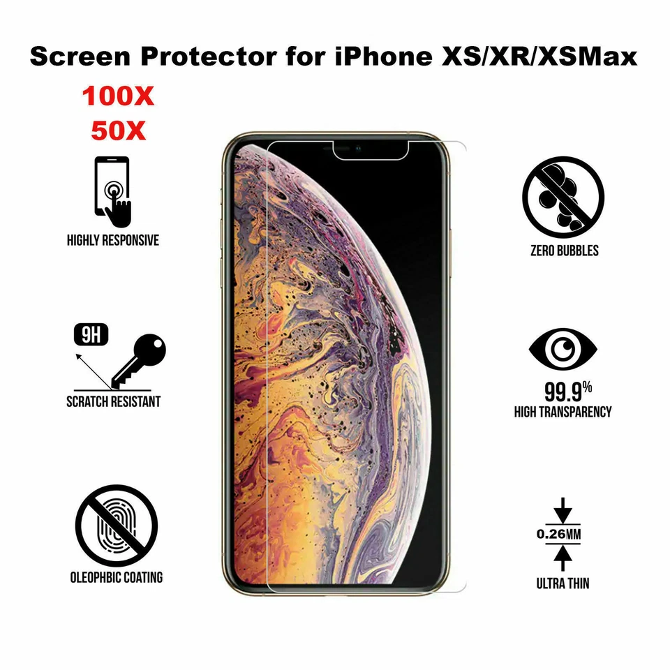 Wholesale Bulk Lot Tempered Glass Screen Protector iPhone 6/7/8 + XR X PRO MAX  - Image 2 of 4