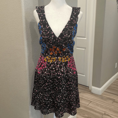 Saloni Amy Floral Print Silk Mini Dress Woman s Size 2