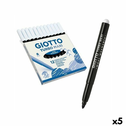 Set of Felt Tip Pens Giotto Turbo Maxi Black [5 Units] eBay