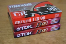 Lot 3 New Old Stock Maxell TDK Audio Cassette 90 Minutes Normal Bias Type 1