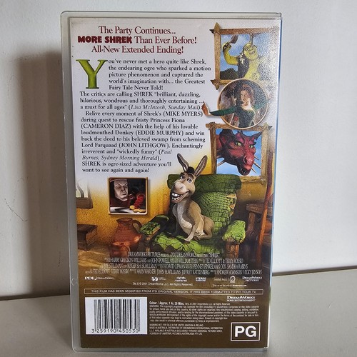 Shrek (Extended) - 2001 - DreamWorks - Mike Myers, Eddie Murphy - VHS, Free Post - Picture 2 of 7