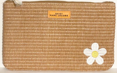 MARC JACOBS DAISY Zip Closure Lined Pouch STRAW Makeup Bag NEW