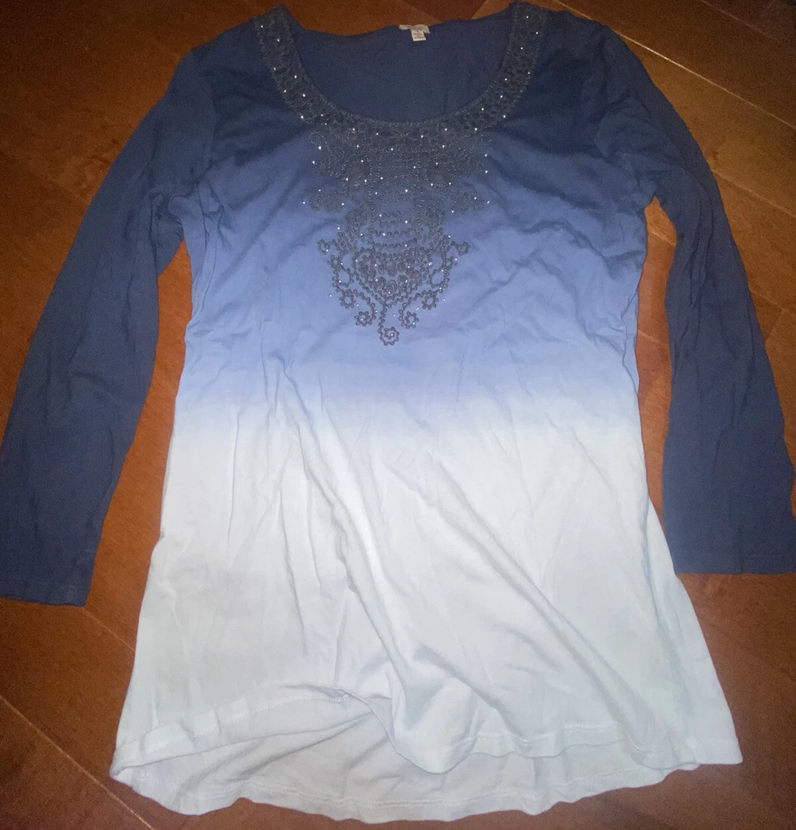 Blue and white store ombre casual shirt