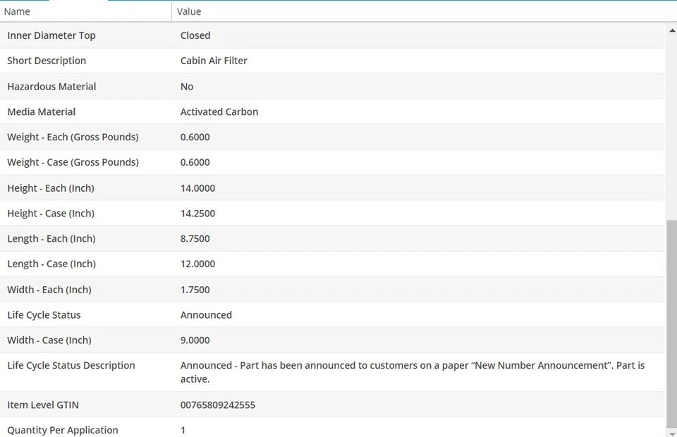 WIX 机舱空气过滤器适用于宝马 435I XDRIVE 2014 - 2016 L6-3.0L — 第 4/4 张图片